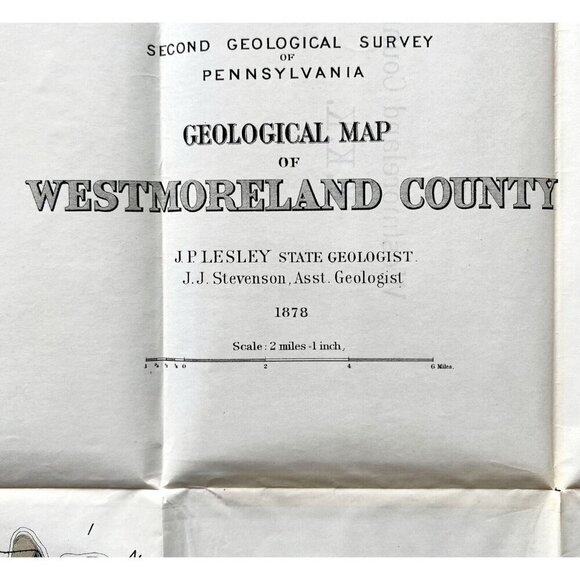 Map Coal Outcrops 1878 KKK Geological Westmoreland County Penn Victorian DWZ1 - Picture 3 of 4